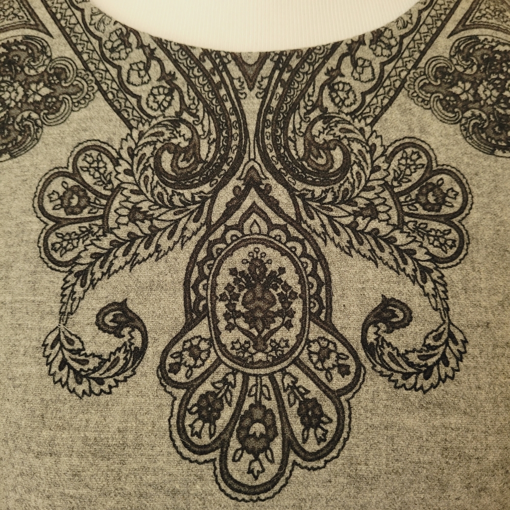 Talbots Gray Scroll Print Stretch Wool Dress 8 - image 4